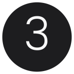 number three inside a black circled background