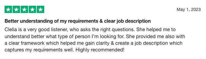 5 stars review on job description consulting service